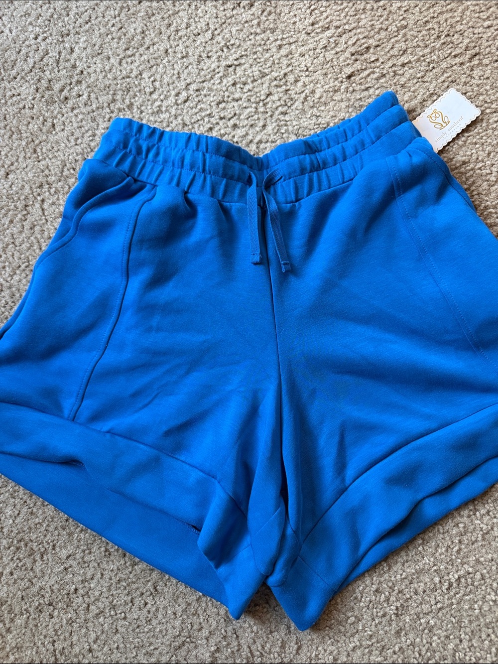 Simply Southern NWT Women's Blue Athletic Lounge Shorts - Drawstring Waist